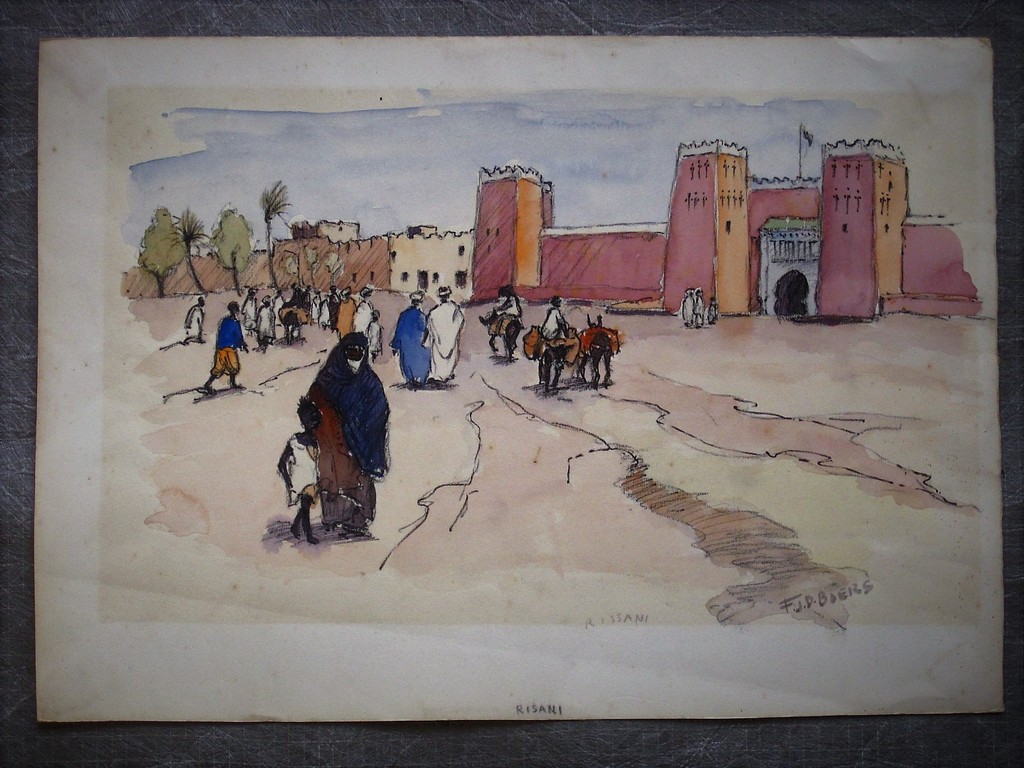 Zeldzaam Oriëntaals aquarel "marktdag te Risanni Marokko" Frans Boers 1912-1987 kopen? Bied vanaf 1!