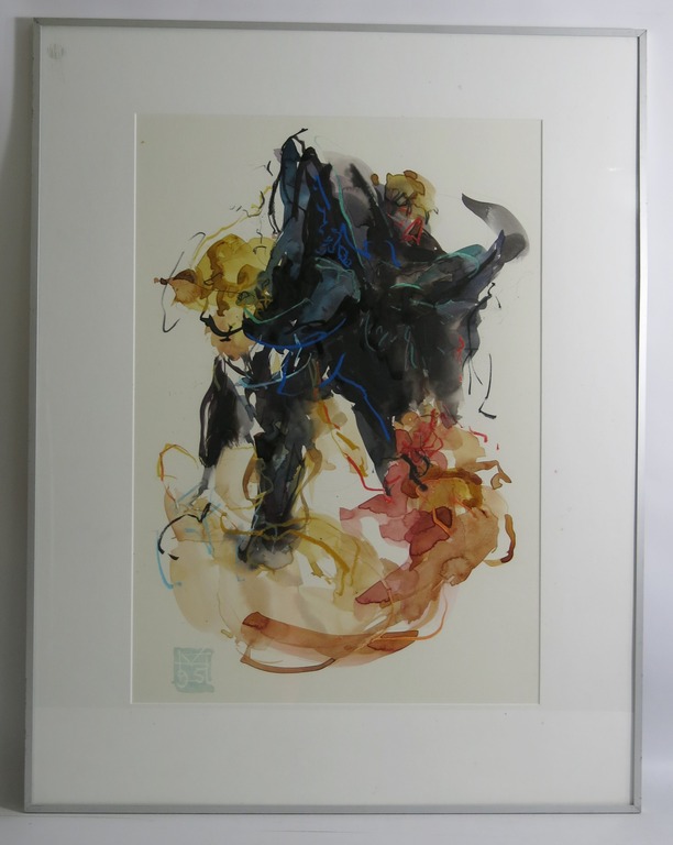 Marli Hommel, aquarel en pastelkrijt: Zonder titel - ingelijst kopen? Bied vanaf 100!