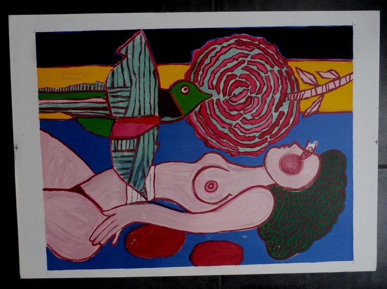 Corneille -  litho: Nu a la rose - 1981 kopen? Bied vanaf 1!