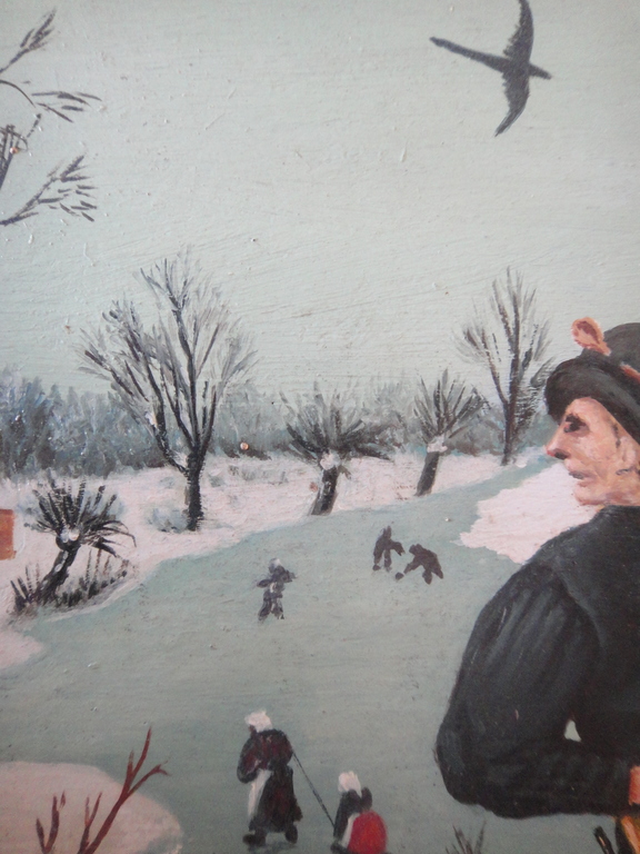 Jan de Bie (1946) -olieverf op paneel- 'sneeuwlandschap met personen' kopen? Bied vanaf 125!