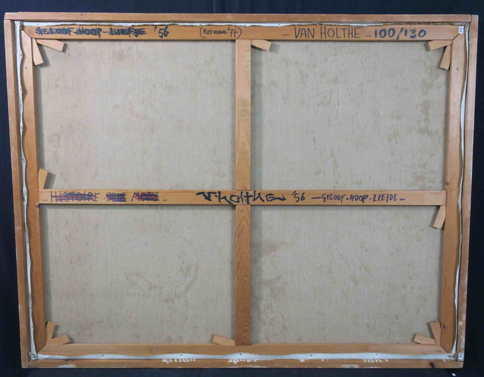 Jan van Holthe: Olieverf op doek, Geloof Hoop Liefde - Ingelijst (Groot!) kopen? Bied vanaf 200!