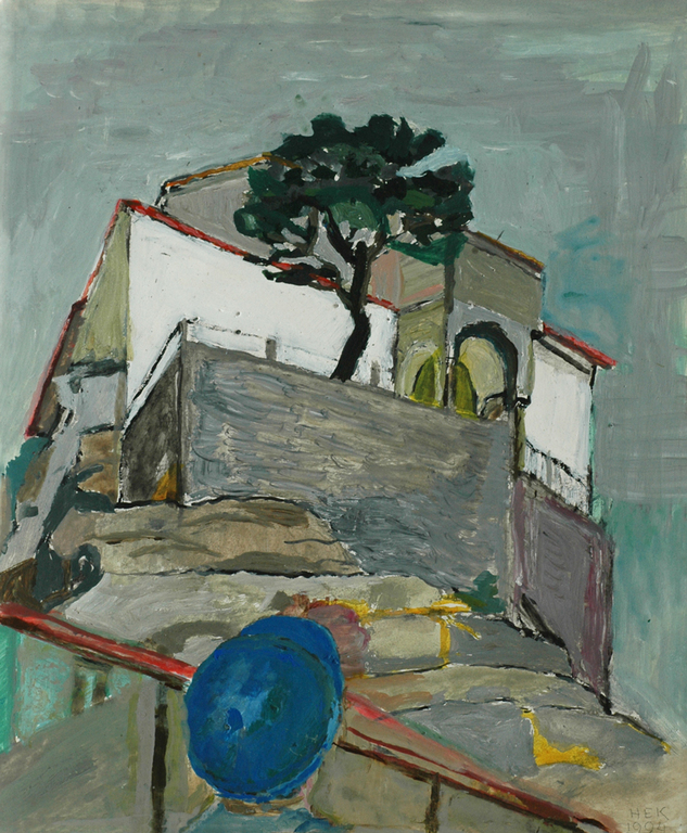 Hans Ebeling Koning, acrylverf op papier, het Blauwe Petje verkocht voor € 50!