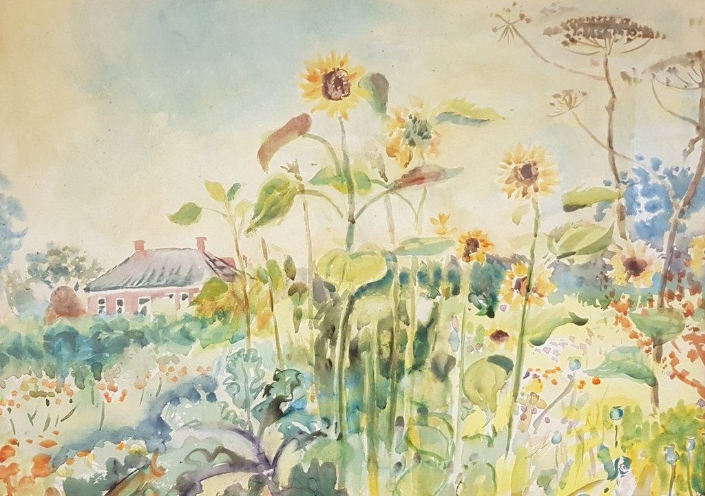 Wim Bouwsema - Aquarel op Papier - Tuin Bouwsema kopen? Bied vanaf 1!