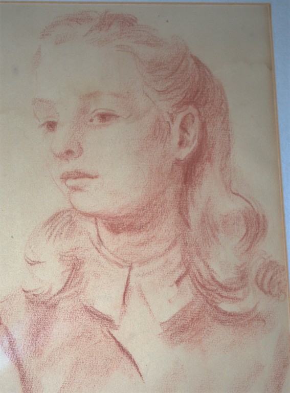 Roodkrijttekening jonge vrouw 1944 kopen? Bied vanaf 30!