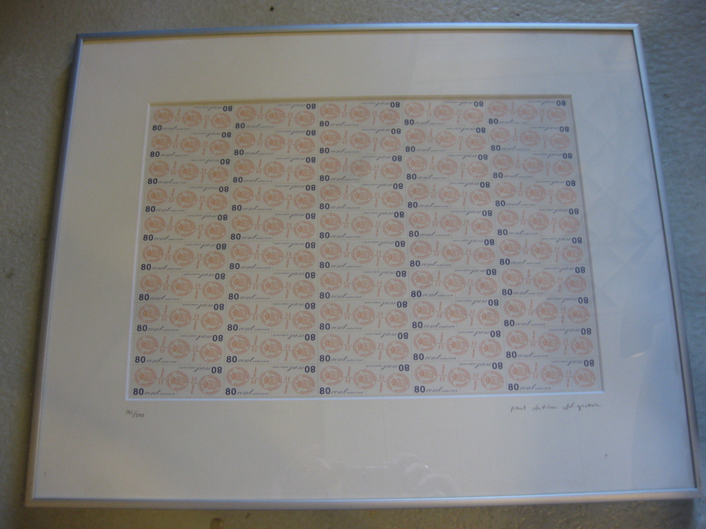 Groot blad met postzegelontwerpen  van Paul Christian van der Groen - Koninklijke Notariële Broederschap - gelimiteerd verkocht voor € 40!