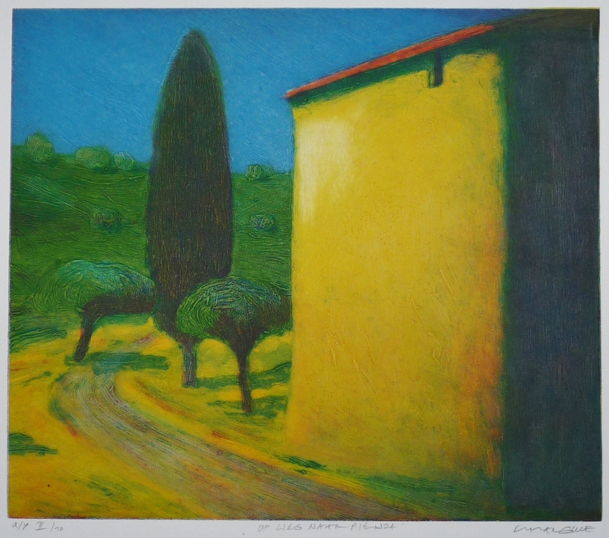 Elmar Gille, Reliëfdiepdruk, Op weg naar Pienza,  kopen? Bied vanaf 60!