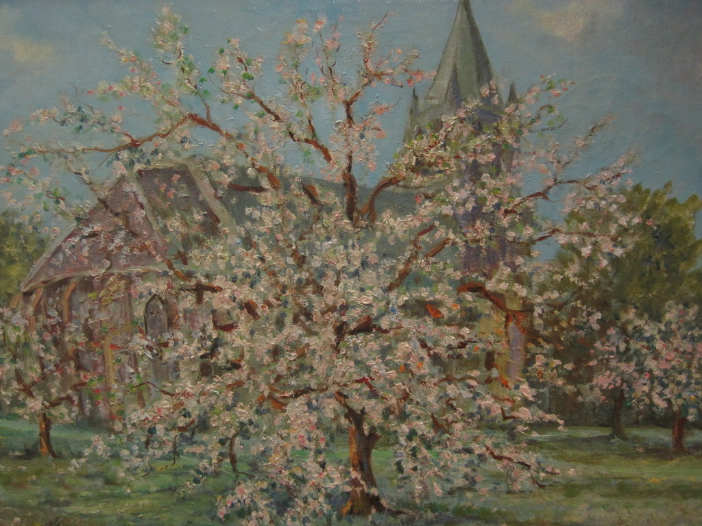 E.R.D. Schaap 1862-1939  - Gooise impressionist - Lentebloesem - olieverf 1900 kopen? Bied vanaf 1!