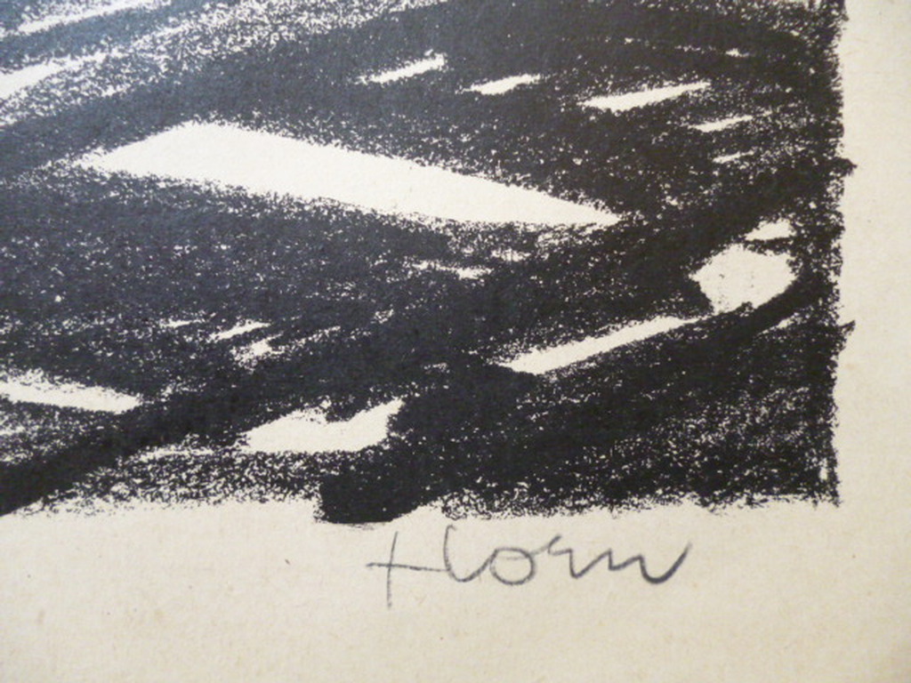 Lex Horn - litho - Fietsers bij spoorlijn kopen? Bied vanaf 35!