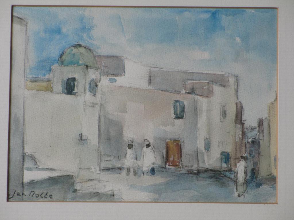 Jan Nolte, Gemengde techniek, Noord-Afrikaans straatbeeld  kopen? Bied vanaf 1!