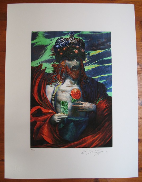 Ernst Fuchs, Giclée, Der Rosenkönig verkocht voor € 65!