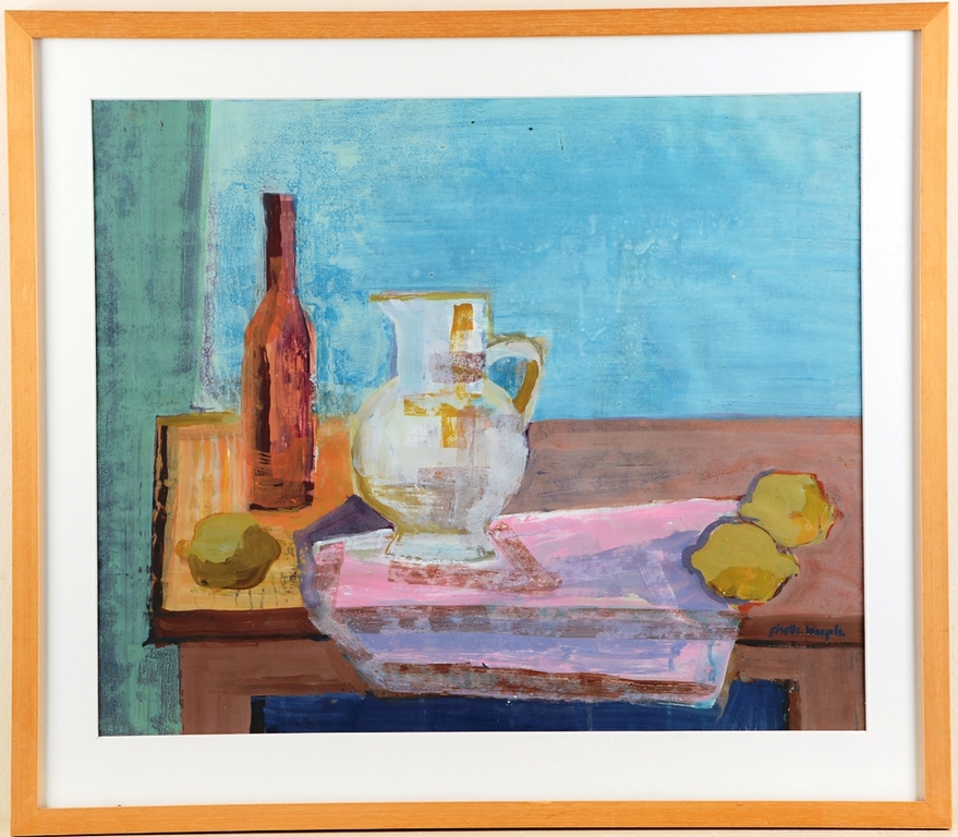 Giselle Weegels - Giselle Weegels- Gouache op karton- Compositie Stilleven met kan kopen? Bied vanaf 15!