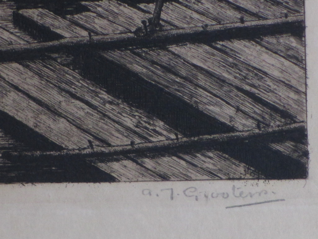 Adrianus Johannes Grootens - A.J.Grootens, Molens aan het water, Ets kopen? Bied vanaf 1!