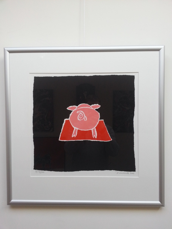 Hans Innemee, zeefdruk op papier in zware aluminium lijst, titel;  kopen? Bied vanaf 75!