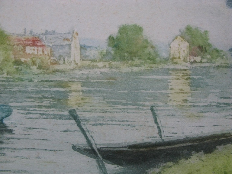 Émile Richard HAUMONT (XIX-XX), kleurenets, Ergens romantisch aan de Seine kopen? Bied vanaf 1!