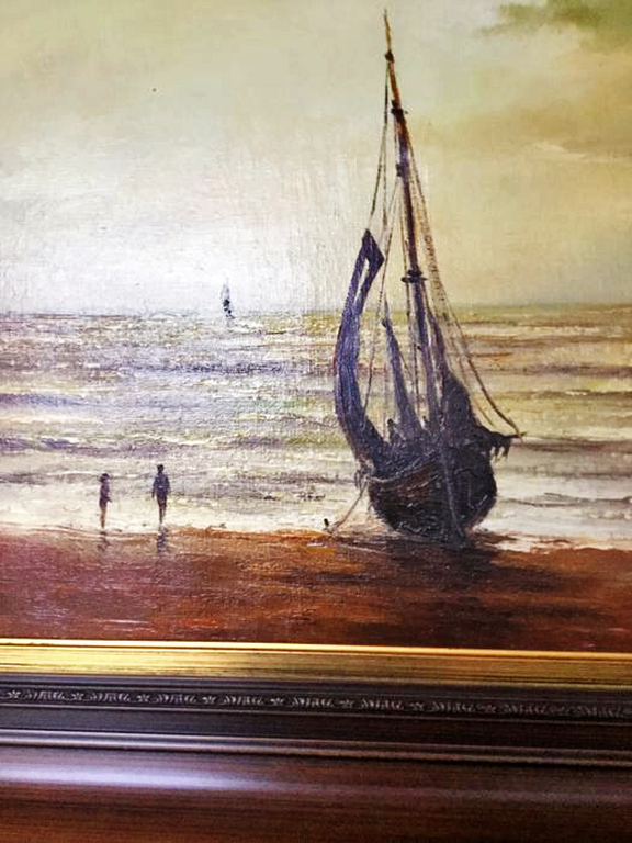 Conrad Van Reken (1879-1959): Olieverf op doek - Boot op het strand kopen? Bied vanaf 150!