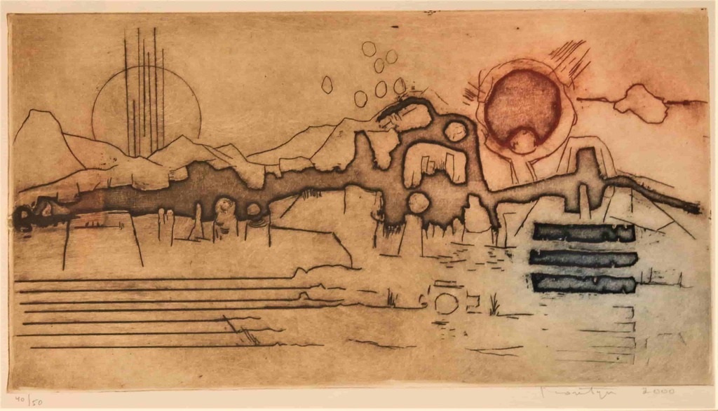 Jan Montyn, kleuren ets Les berges du Mekong II kopen? Bied vanaf 295!