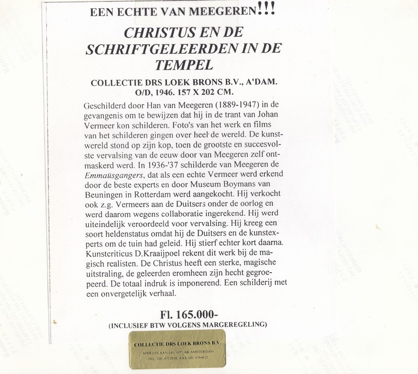 Han van Meegeren: Kleurenfoto, Onbekende fotograaf,Christus en Schriftgeleerden kopen? Bied vanaf 1!