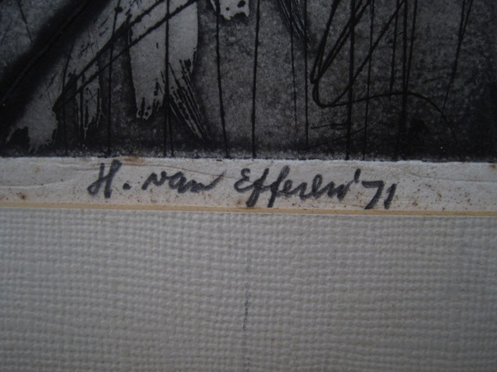 Unica (2/5) Ets van Exprss. Graficus Hans van Efferen (1934-) "Zelfportret" gesd kopen? Bied vanaf 1!