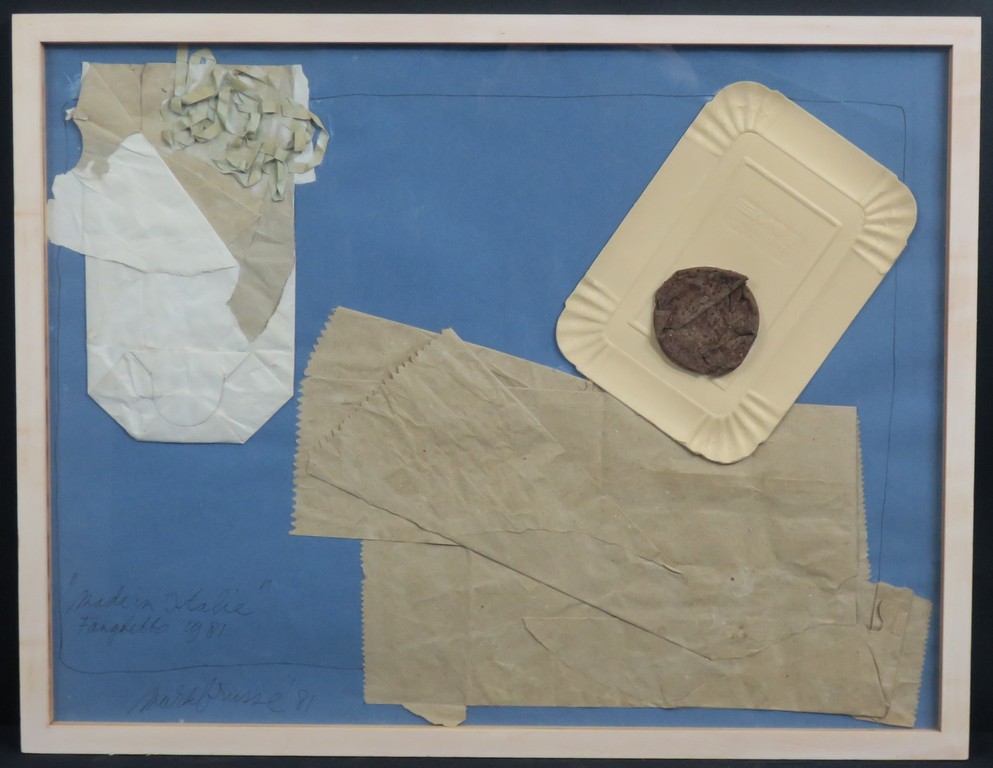 Mark Brusse: Collage, "Made in Italie" Fanghetto 1981 - Ingelijst kopen? Bied vanaf 150!