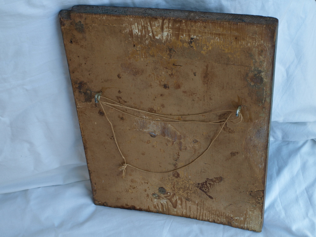 Onbekend : Olieverf op paneel, Religieuze voorstelling met halo kopen? Bied vanaf 1!