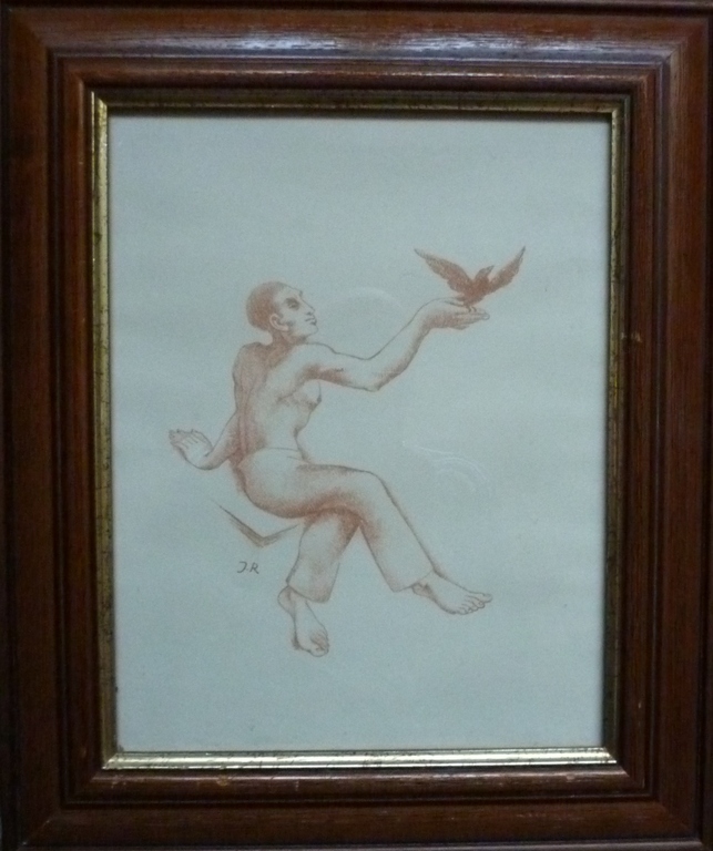 John Raedecker: Litho van Man met vogel 1947 kopen? Bied vanaf 35!