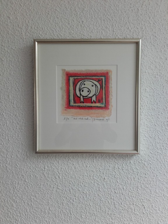 Hans Innemee, zeefdruk monotype, And Which Curl verkocht voor € 89!