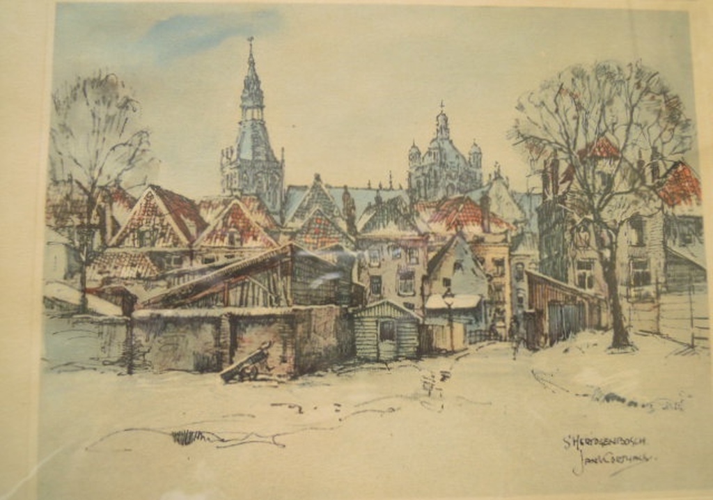 Ets van JAN KORTHALS - oud s'-Hertogenbosch 23 X 19 cm   kopen? Bied vanaf 20!