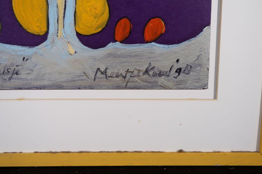 Meertje Kaal: Olieverf op papier, Het bloemen meisje - Ingelijst kopen? Bied vanaf 1!