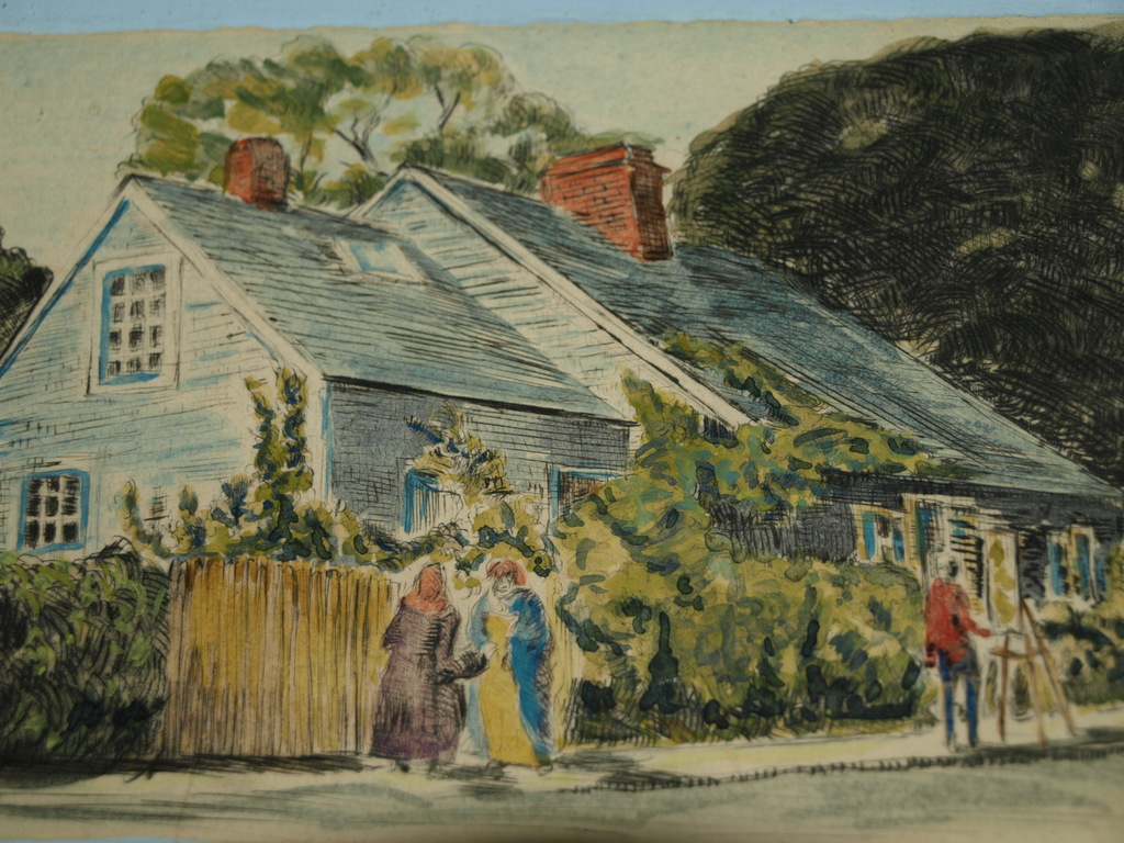 Ingekleurde ets – Schilder voor huis – Ingelijst – ca 1950 kopen? Bied vanaf 1!