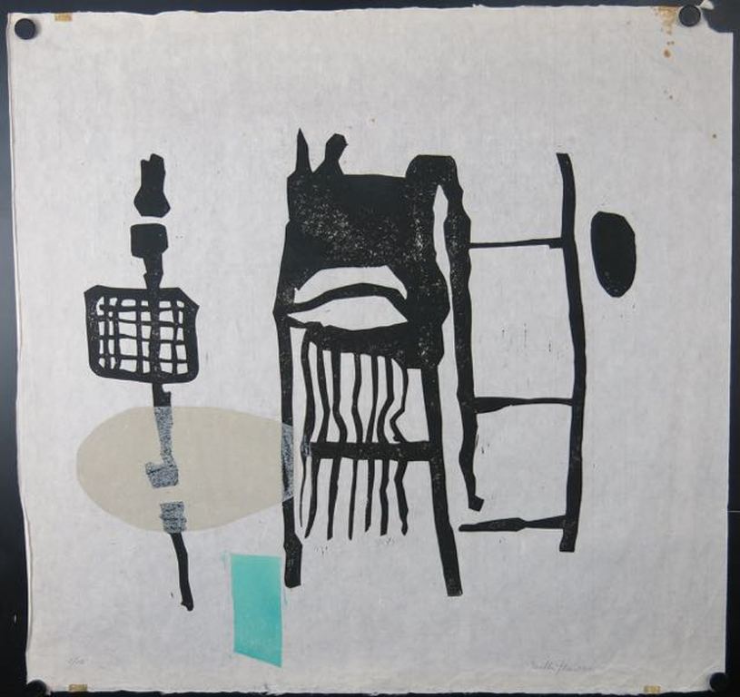 Ruth Fischer: Houtsnede, Abstract Interieur kopen? Bied vanaf 1!