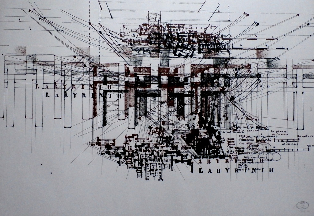 Gerti Bierenbroodspot - litho: Labyrinth - 1975 verkocht voor € 60!