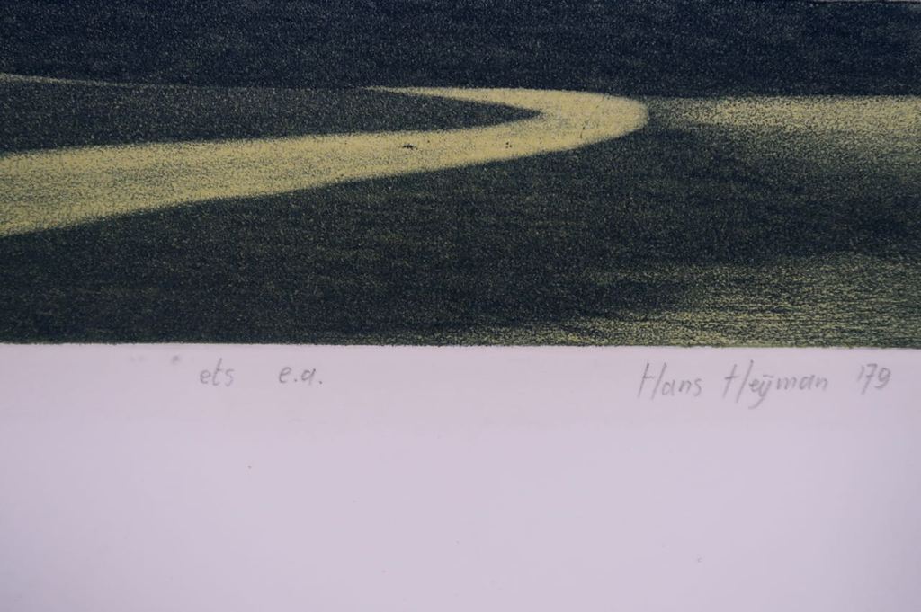 Hans Heijman: Ets, Bomen aan de dijk/Boerderij in landschap kopen? Bied vanaf 1!