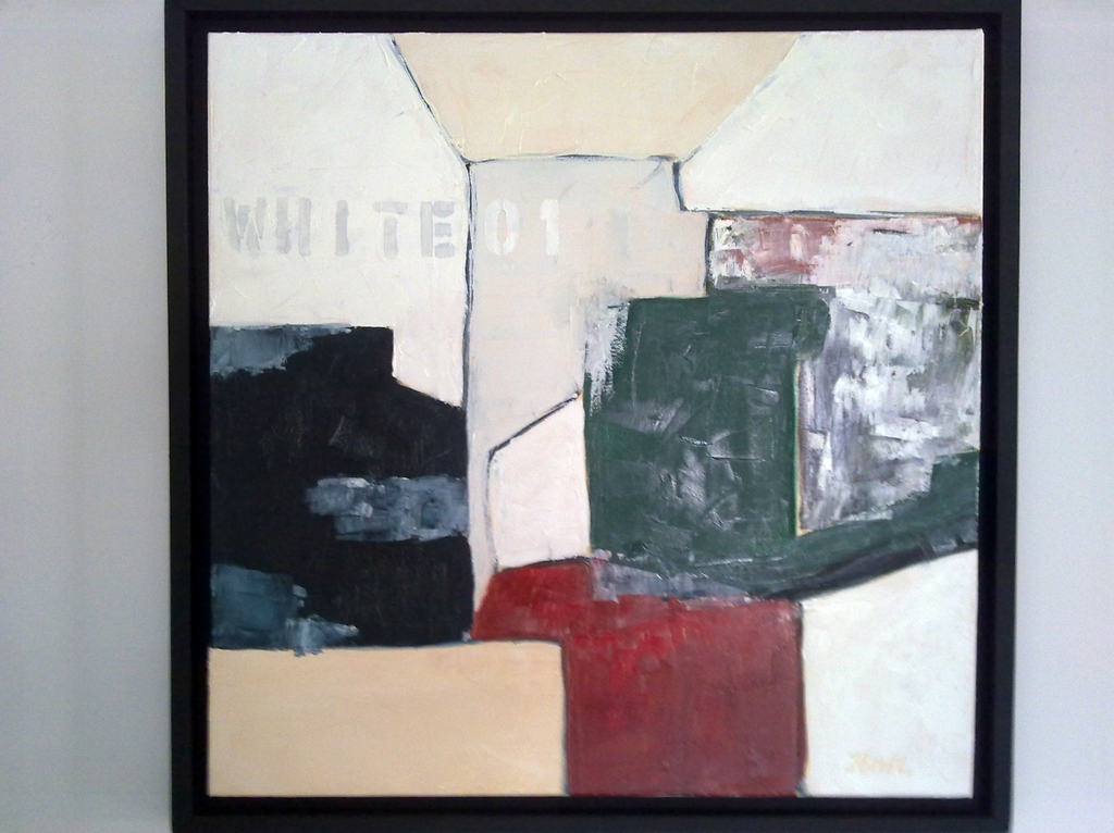 John Foppen "White Zero One" Abstract Olieverf/ Canvas In Baklijst...Unica... verkocht voor € 195!