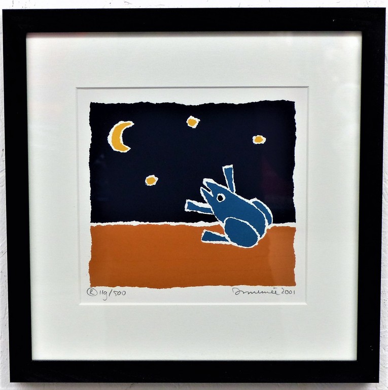 Hans Innemee,Zeefdruk op papier, Ingelijst,Handgesigneerd,Titel Frog. verkocht voor € 50!