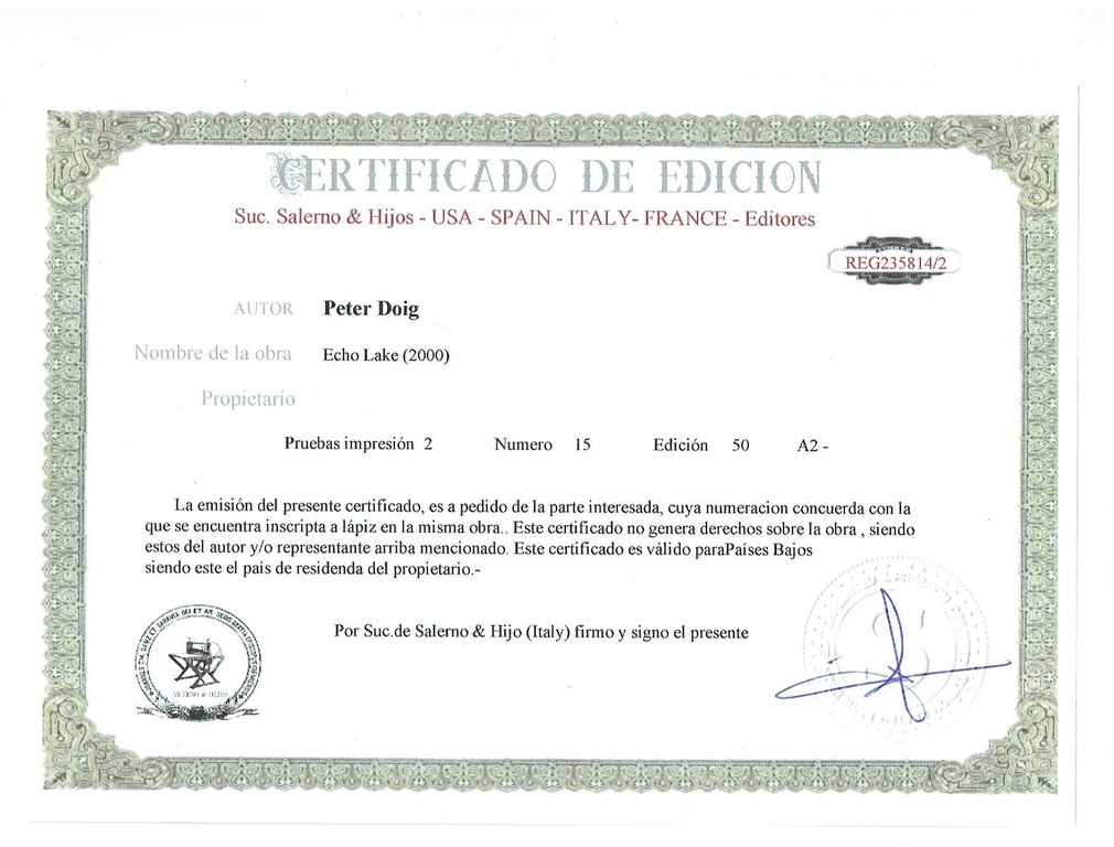 Peter Doig-Gesigneerde lithografie-Echo Lake kopen? Bied vanaf 150!