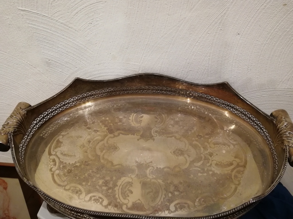 verzilverde serveer schaal - afkomstig uit England - periode 1950 kopen? Bied vanaf 39!