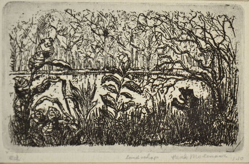 Henk Molenaar: Ets. Landschap verkocht voor € 35!