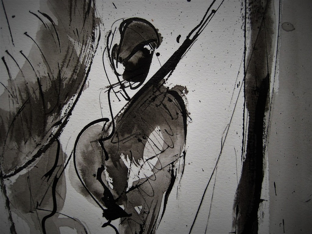 Geëngageerde kunst van Suriname Quintus Telting - Inkt Aquarel gesigneerd  kopen? Bied vanaf 1!