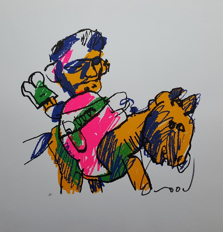 Herman Brood - Man op paard - gesigneerde zeefdruk - oplage E/A kopen? Bied vanaf 1!