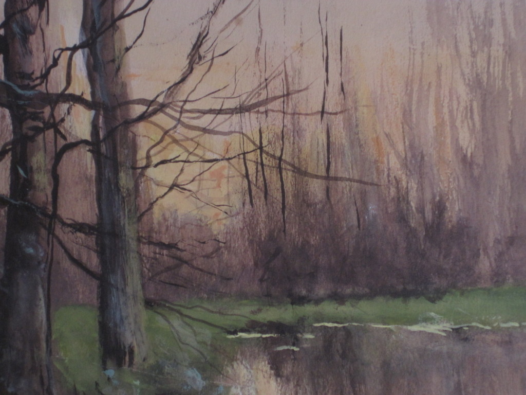 Mooi oud aquarel "Boslandschap bij invallende avond" gesigneerd w. Mauve  kopen? Bied vanaf 1!