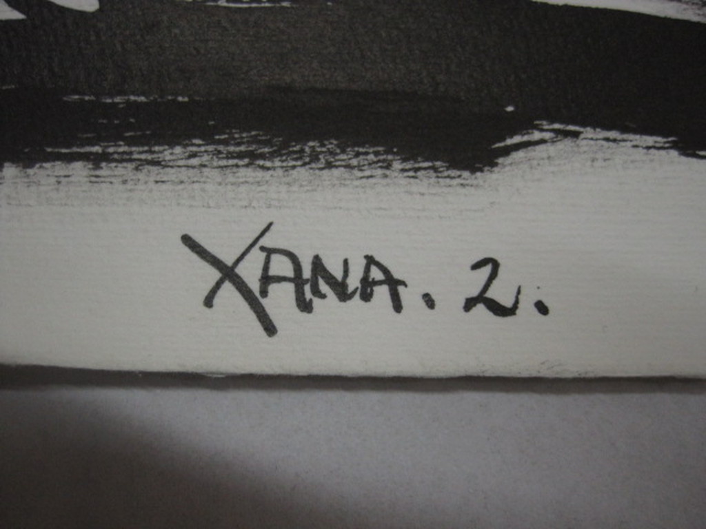 Zeldzaam Zwart "Xana 2" Aquarel Quintus Jan Telting 1931-2003 gesigd kopen? Bied vanaf 1!