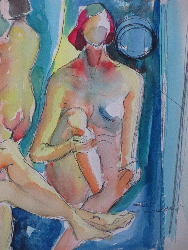 Ond.gesigneerd, Vrouwenstudies, Aquarel kopen? Bied vanaf 1!