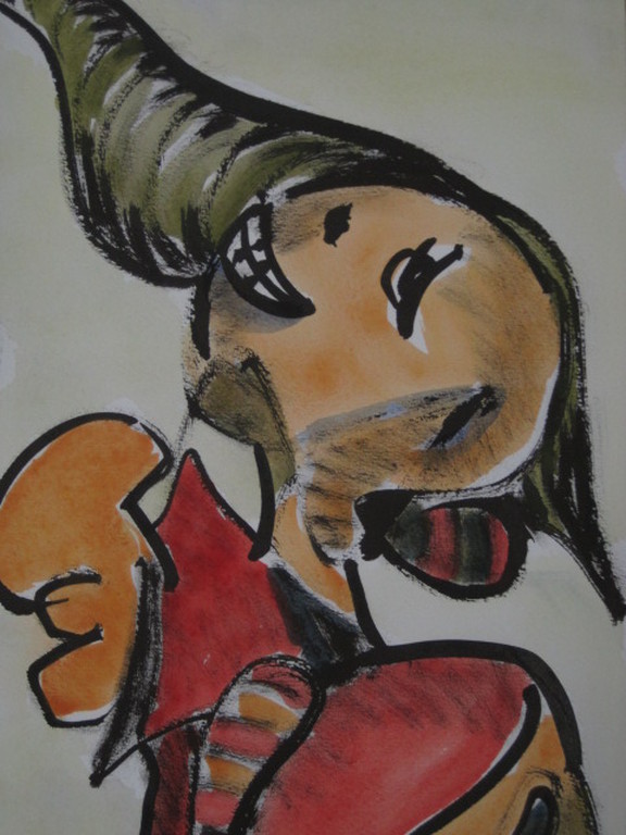 Mooie Quintus Jan Telting 1931-2003 grote gesigneerde Gouache "Life Dancers"  kopen? Bied vanaf 1!