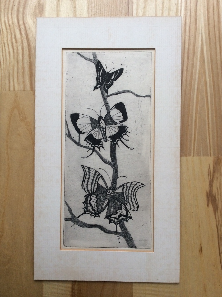 Onbekende kunstenaar - ets met drie vlinders, 1e helft 20e eeuw kopen? Bied vanaf 1!