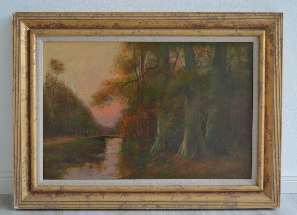 J.H. Doeleman (1848-1913): Boslandschap - olieverf op linnen - gesigneerd kopen? Bied vanaf 89!