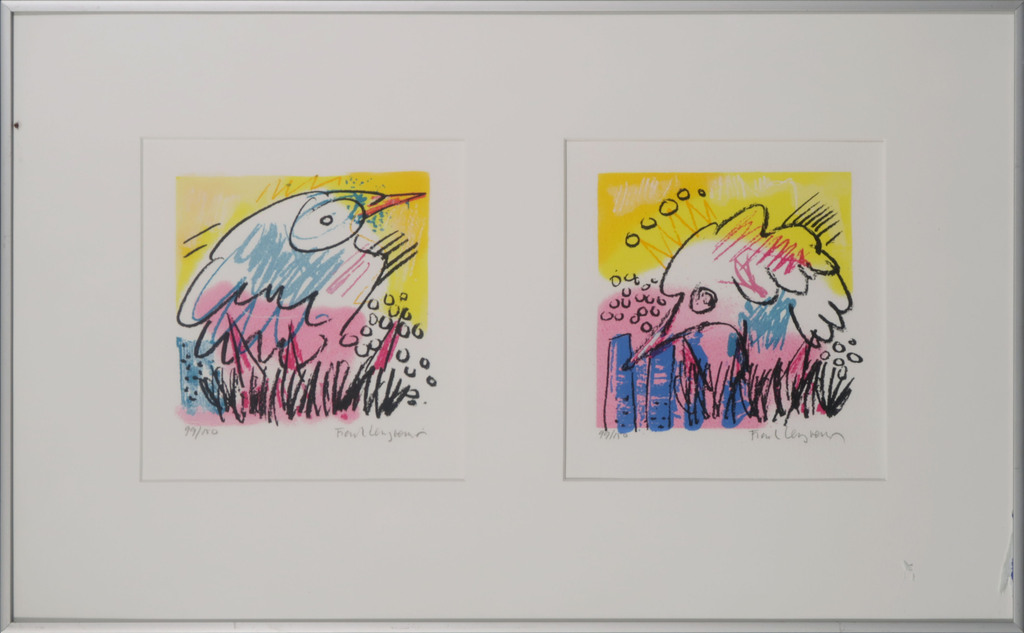 Frank Lengvenius: 2x Zeefdruk, Z.T. Vogels I - Ingelijst kopen? Bied vanaf 1!