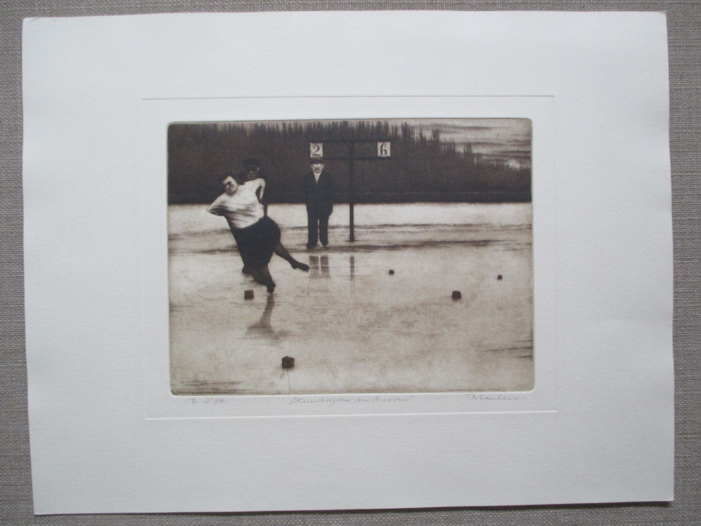 Hans Blanken, ets "Kunstrijden om turven" E.A kopen? Bied vanaf 40!