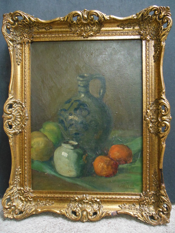 C. Noltee, Olieverf, Stilleven met kruik en appels kopen? Bied vanaf 135!