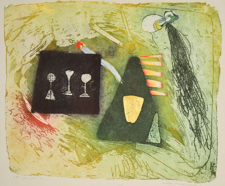 Michel van Overbeeke: Kleurenets met bladgoud. Love Game verkocht voor € 150!