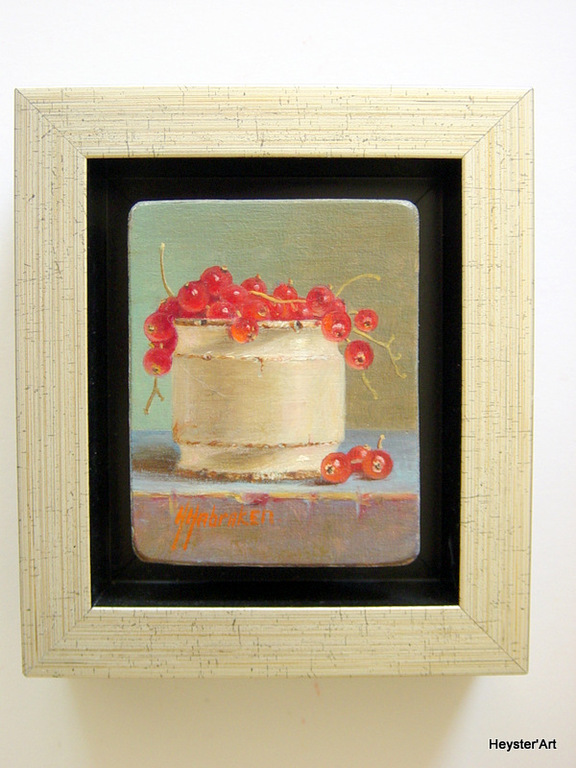 Hans Habraken - Stilleven - Aardenwerk pot met rode bessen. kopen? Bied vanaf 165!